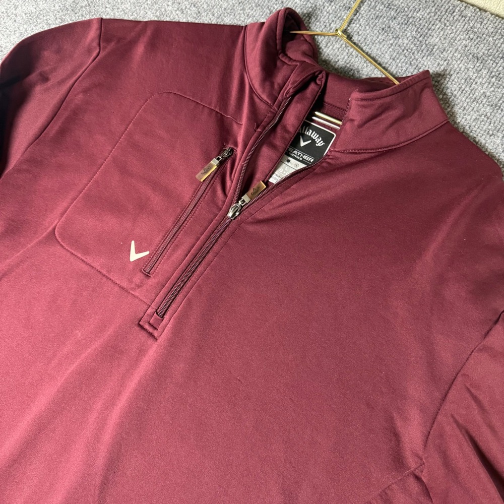 Callaway Weather Series Golf Pullover Burgundy 1/4 Zip Men's Large L Read Desc.‎